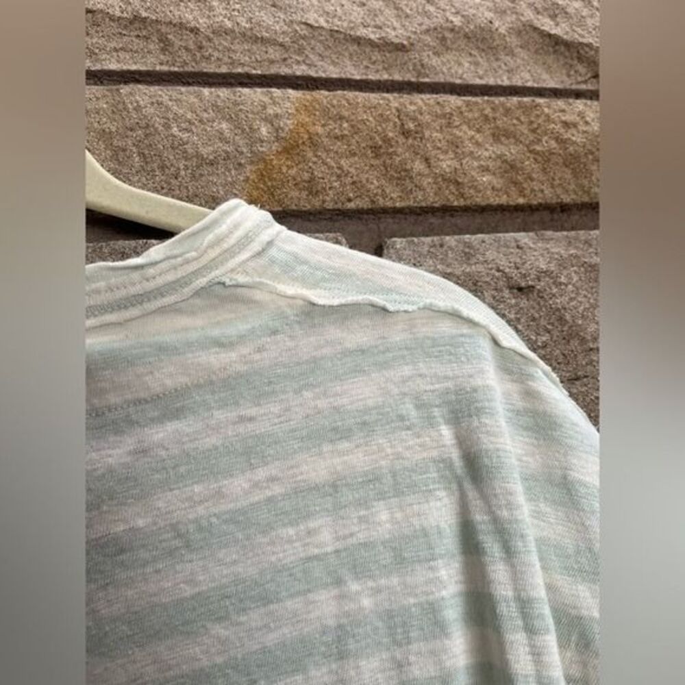 Free People All I Need Striped Short-Sleeve T-Shirt white aqua medium linen - Picture 4 of 12